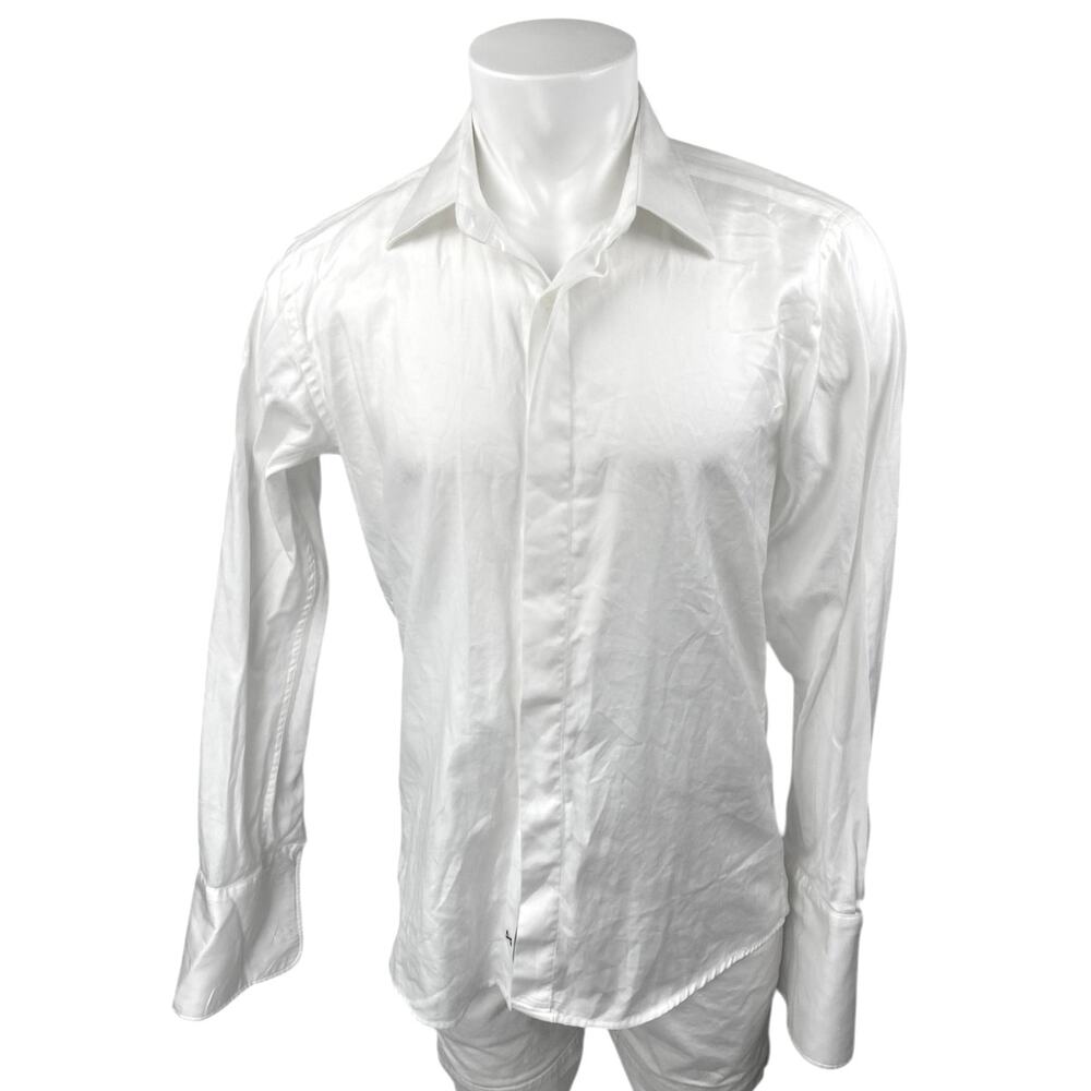 Combatant Gentlemen Men's White Long Sleeve Slim Fit Button Down Shirt 16 1/2